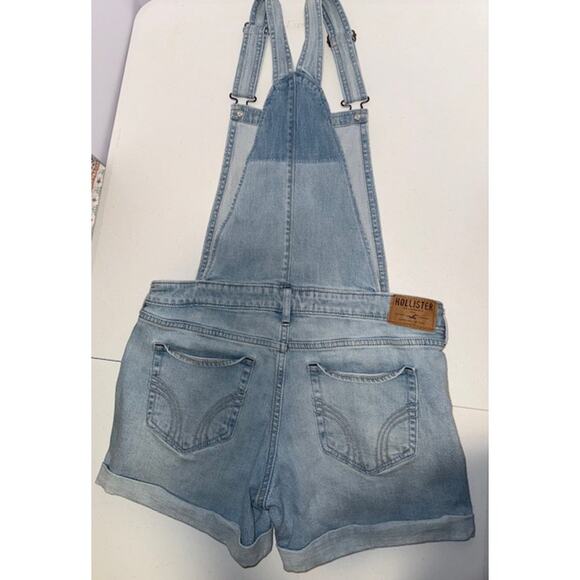 Hollister Shortall Size Small Denim Bibs Short Overall Distressed Lite Blue - Picture 6 of 6